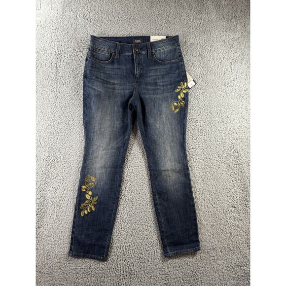 NYDJ Alina Legging Jeans Women 10 P Lift Tuck Slimming Embroidered Floral‎ Pants - Picture 1 of 9